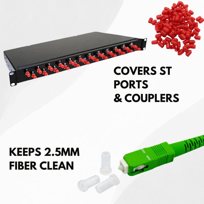 Fibershack - Fiber Optic Dust Cap Kit - Dual Fiber Dust Cap Kit Contains 200x 2.5mm Clear FC/SC/ST Optical Cable Covers & 50x Red ST Bulkhead Port Covers - in a Durable Snap Lock Carry case - Image 5